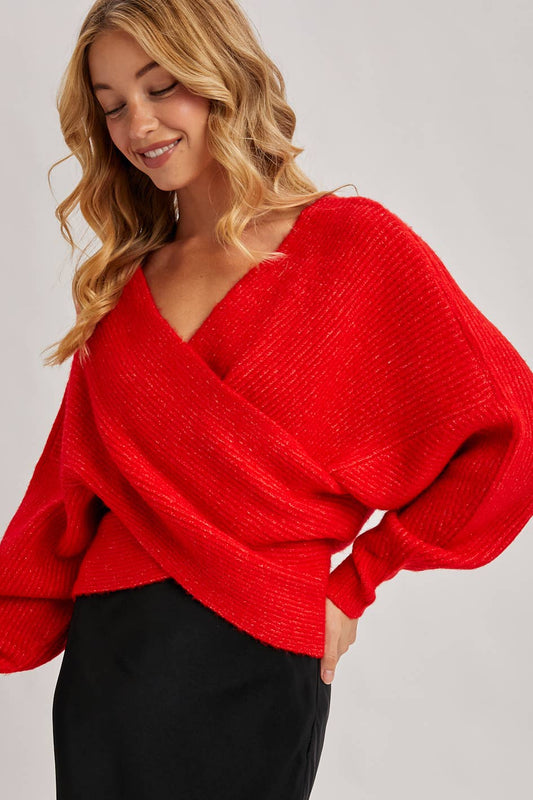 Crossover Knit Sweater