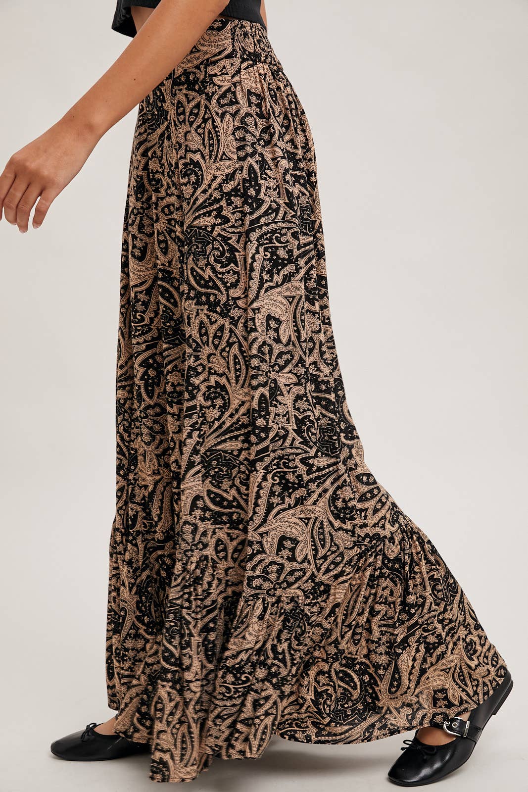Paisley Wide Ruffled Pants