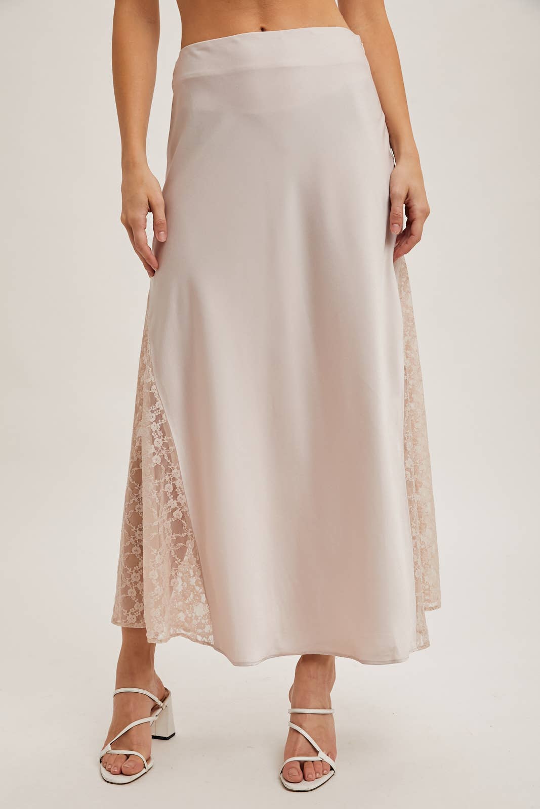 The Lila Lace Satin Midi Skirt