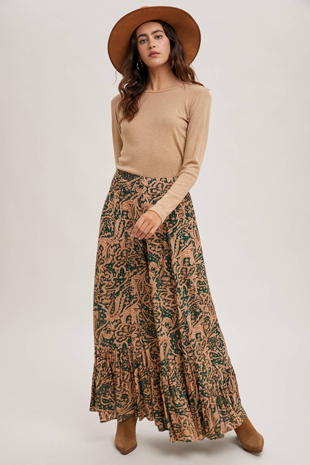 Paisley Wide Ruffled Pants