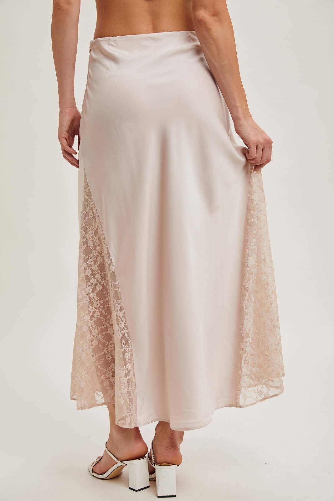 The Lila Lace Satin Midi Skirt