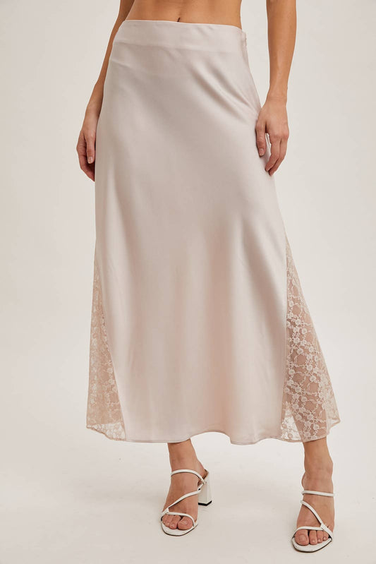 The Lila Lace Satin Midi Skirt