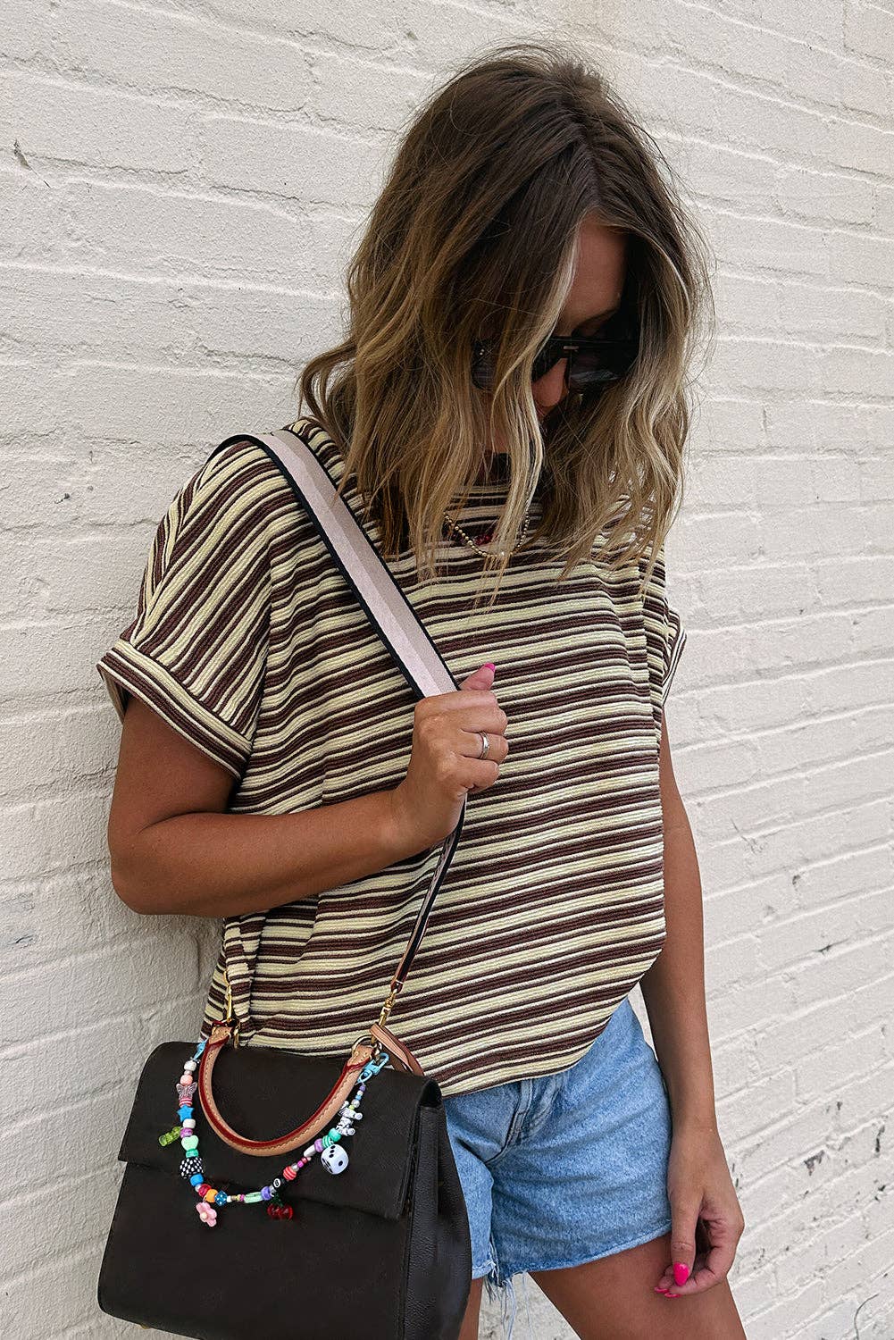 Sandy Textured Crew Neck Top