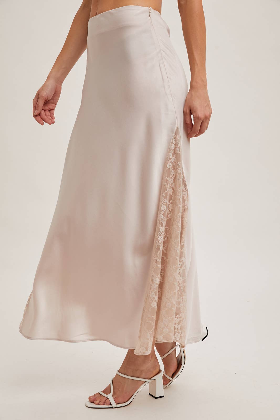 The Lila Lace Satin Midi Skirt