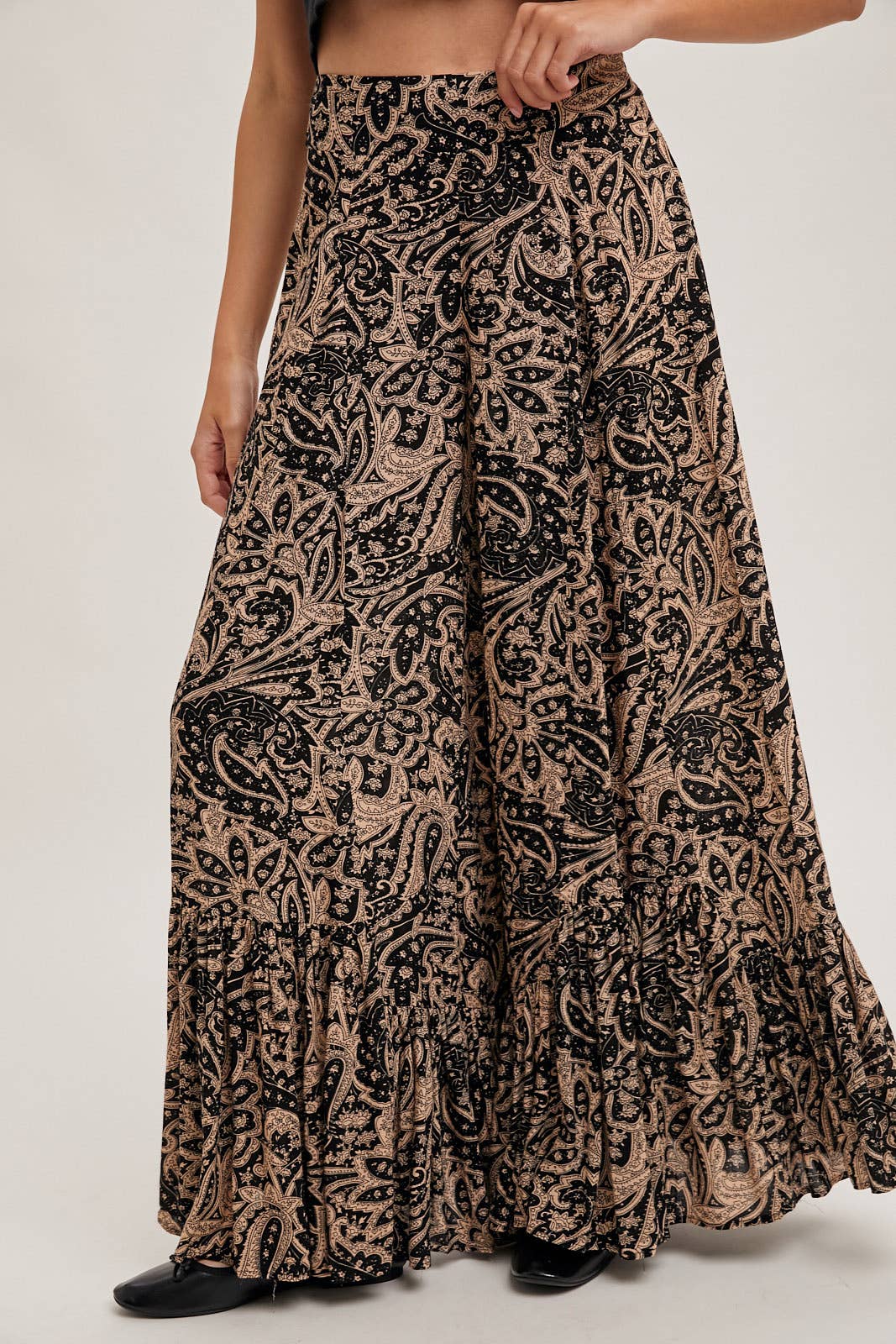 Paisley Wide Ruffled Pants