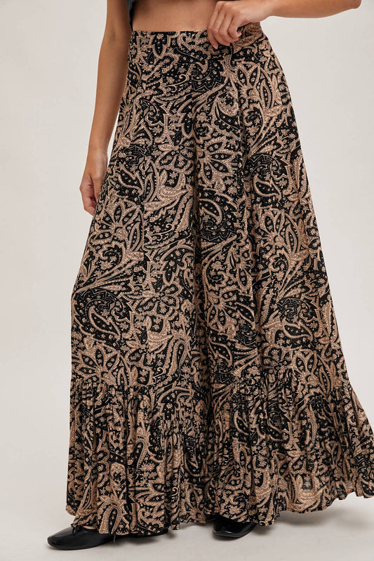 Paisley Wide Ruffled Pants