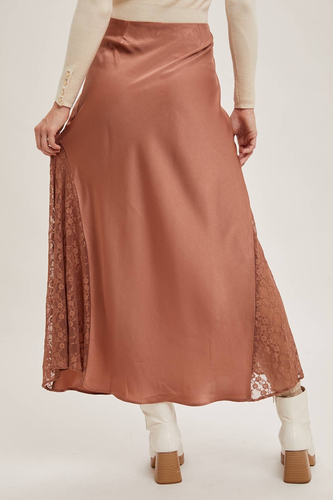 The Lila Lace Satin Midi Skirt