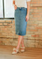 Bryn Light Wash Denim Midi Skirt