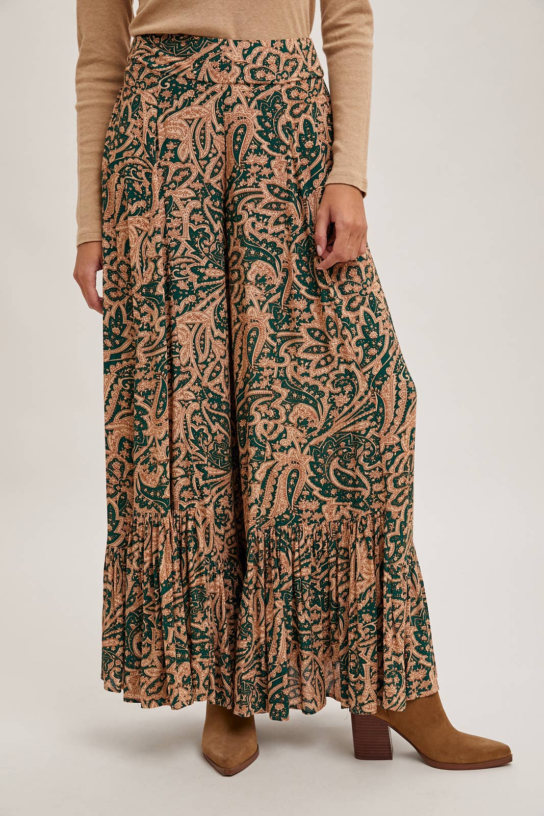 Paisley Wide Ruffled Pants