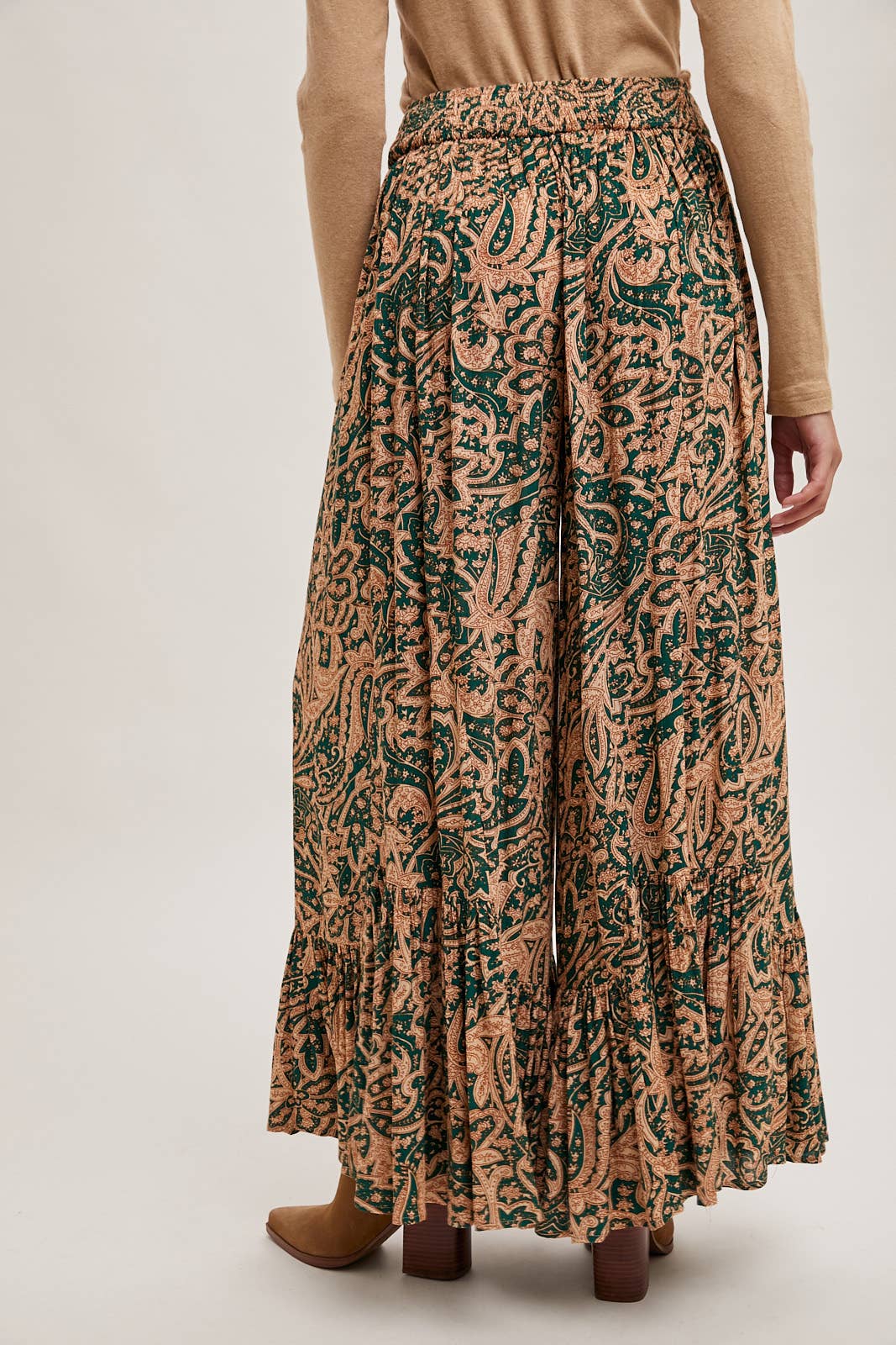 Paisley Wide Ruffled Pants