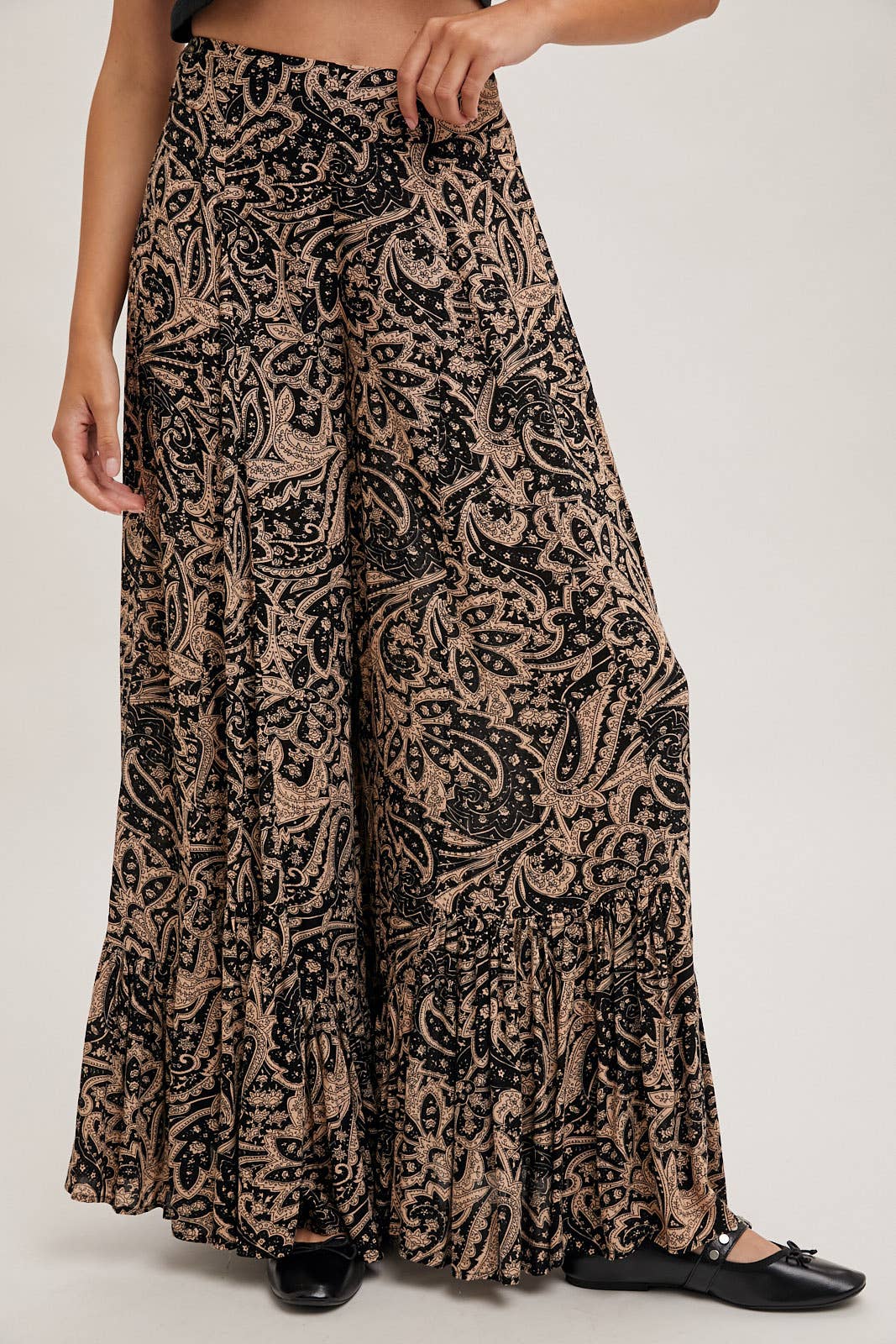 Paisley Wide Ruffled Pants