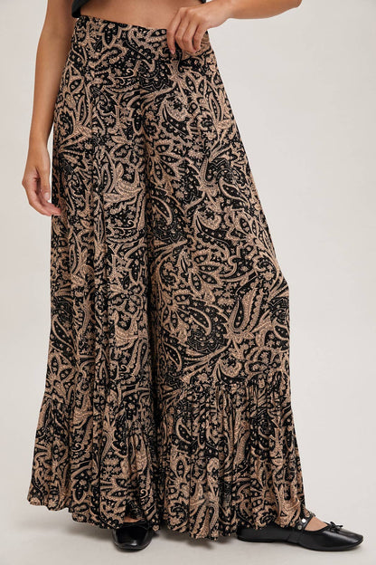 Paisley Wide Ruffled Pants