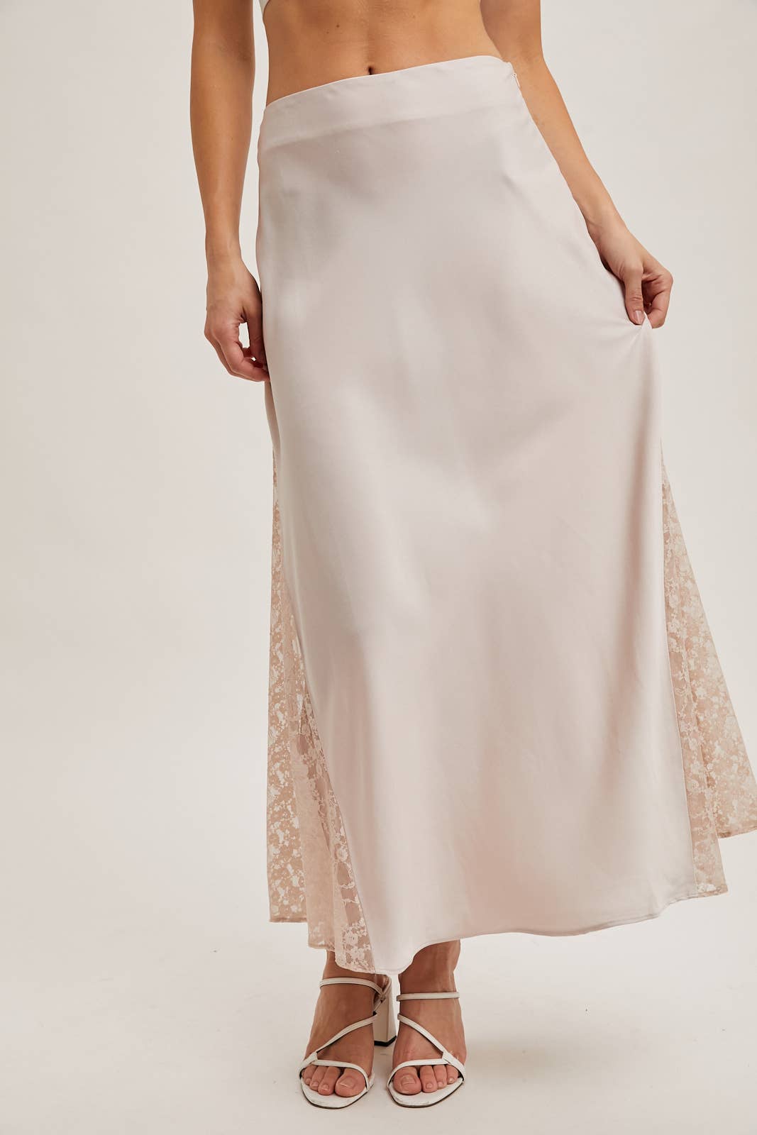 The Lila Lace Satin Midi Skirt