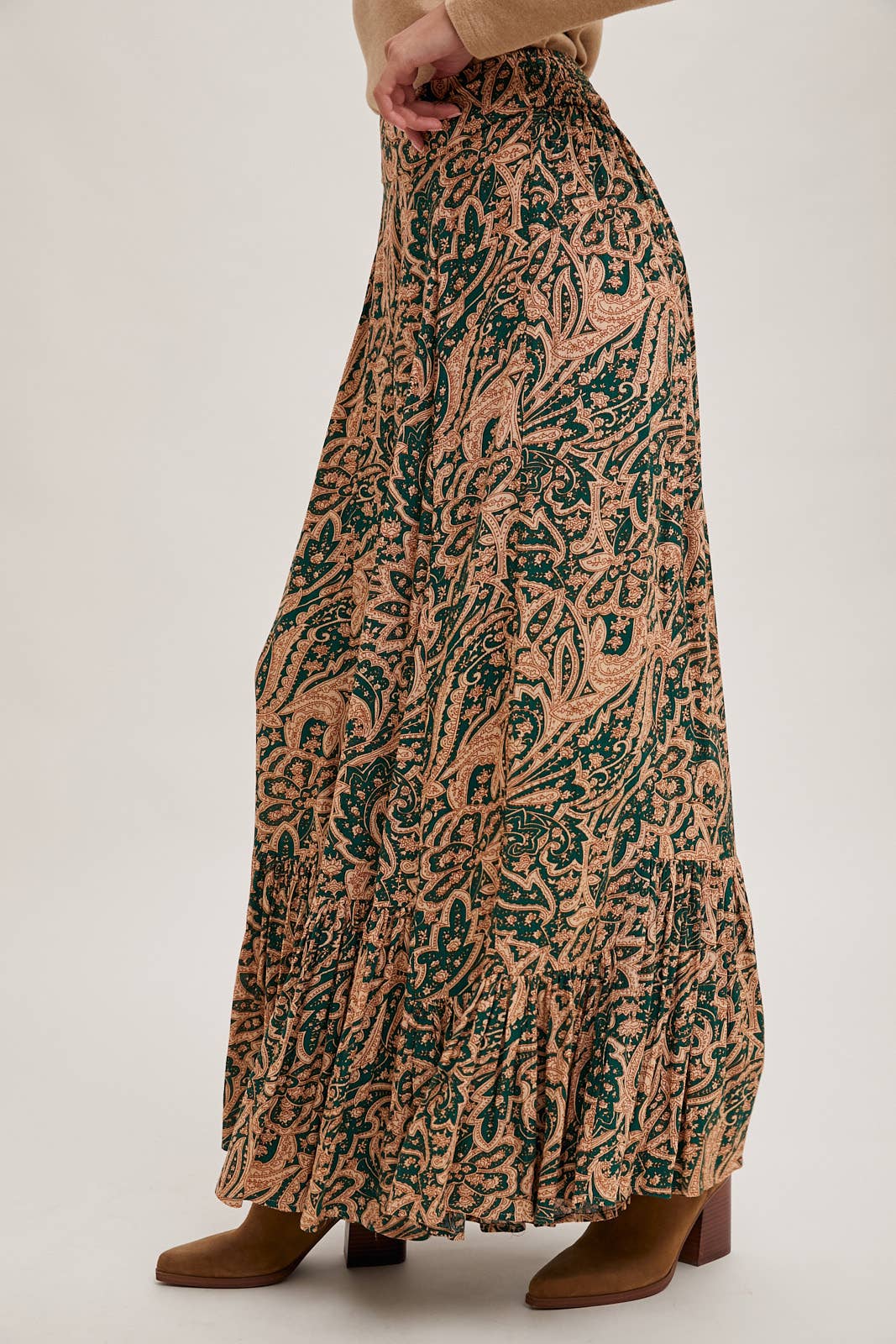 Paisley Wide Ruffled Pants