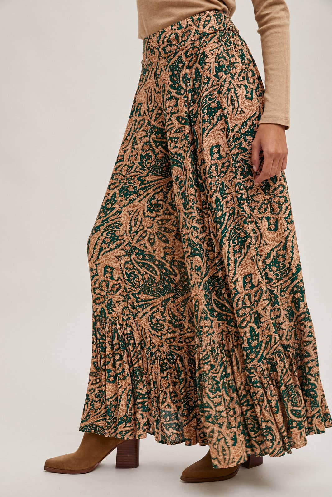 Paisley Wide Ruffled Pants